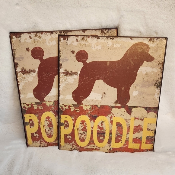 2 Brand New Metal Poodle Pictures - Distressed looking - Picture 7 of 9